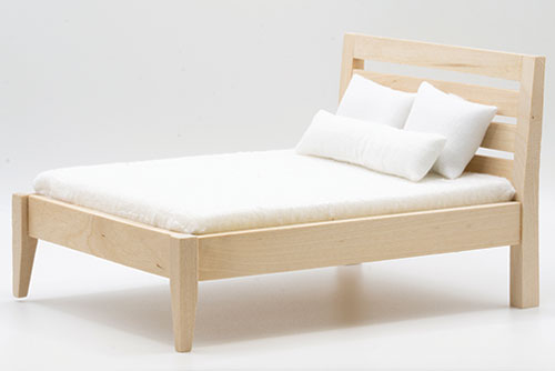 CLA12058 - Bed, Unfinished with White Mattress and 3 Pillows